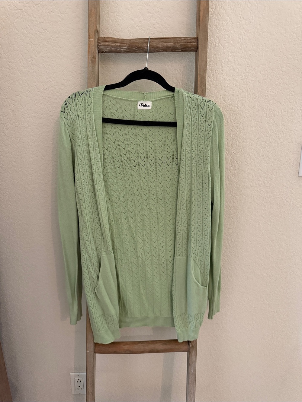 Arianne Light Mint Open-Front Knit Cardigan